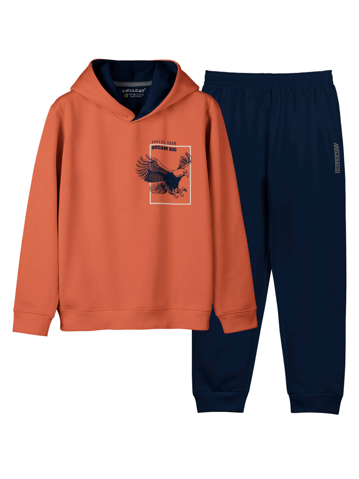 HELLCAT Pack of 1 Girls Cotton Blend Sweatshirt With Pants ( Orange )