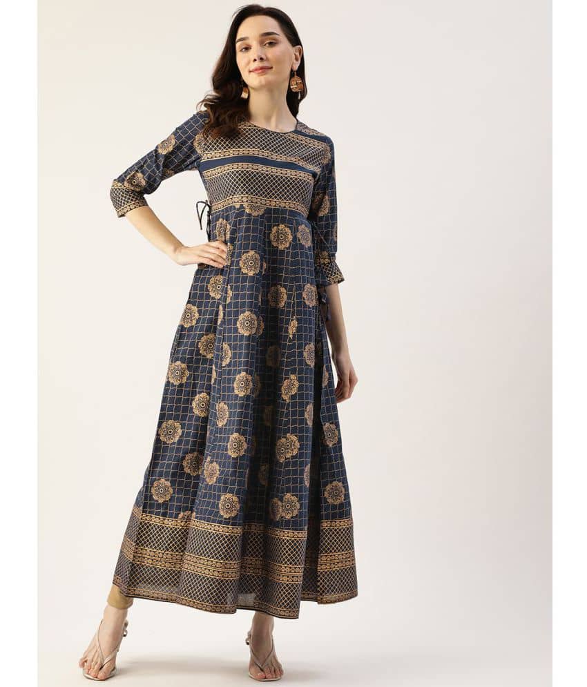 HISHAM - Blue Cotton Women's Anarkali Kurti ( Pack of 1 ) - Kurtis, Tunics | Buy online on ZillyBuy