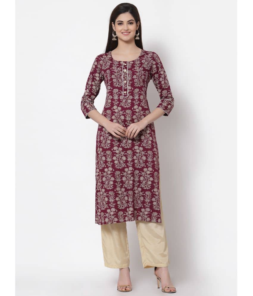 HISHAM - Wine Rayon Women's Straight Kurti ( Pack of 1 ) - Kurtis, Tunics | Buy online on ZillyBuy