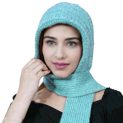     			HeteShe Blue Woollen Women's Headwrap ( Pack of 1 )