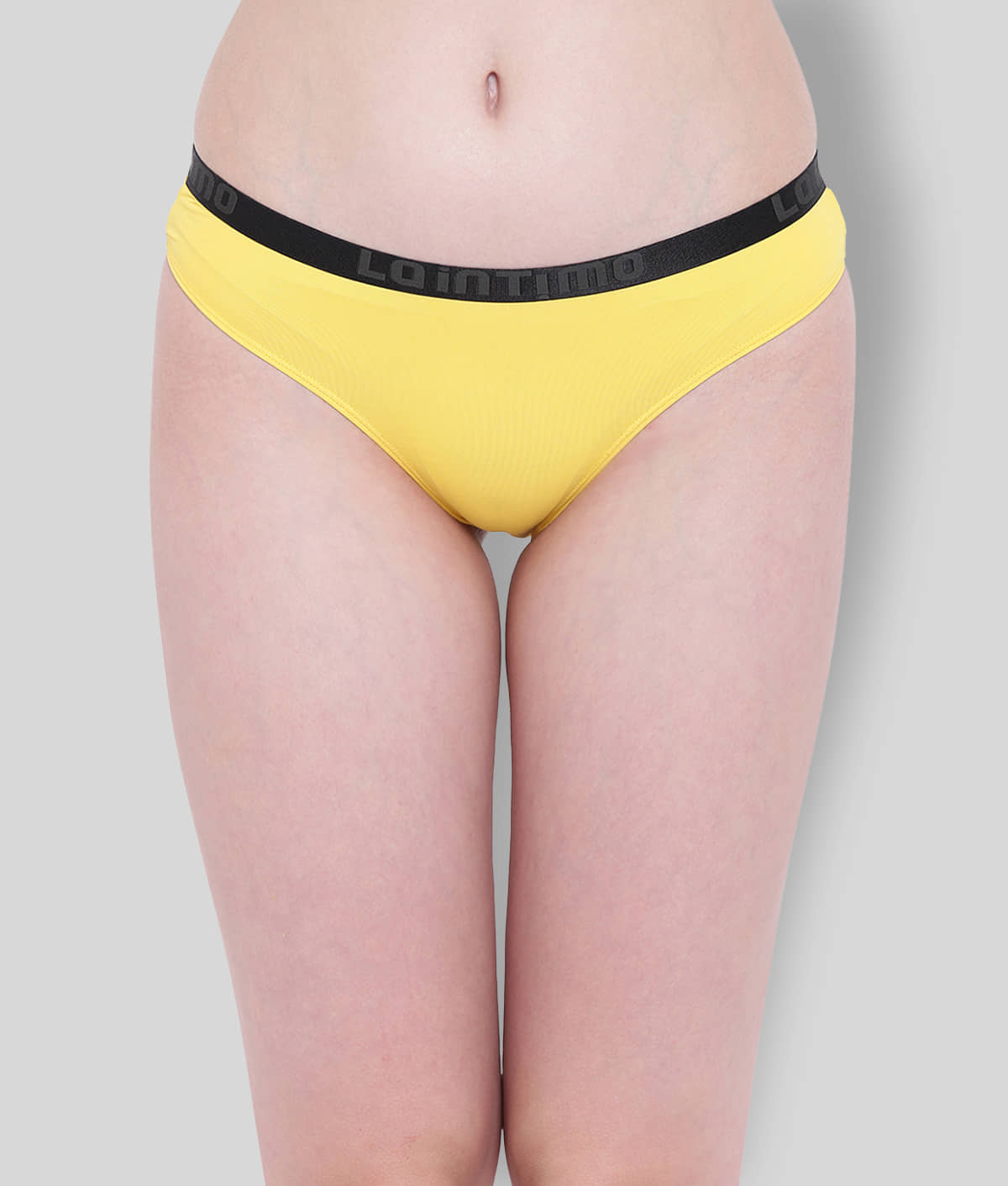 La Intimo Nylon Solid Women's Briefs ( Yellow )