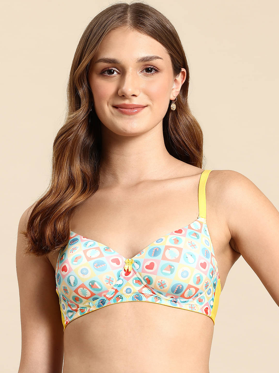     			Leading Lady Pack of 1 Nylon Lightly Padded T-Shirt Bra For Women ( Yellow )
