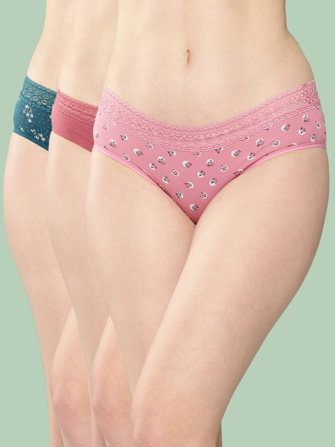Leading Lady Pack of 3 Cotton Hipster For Women ( Pink ) Leading Lady Pack of 3 Cotton Hipster For Women ( Pink )
