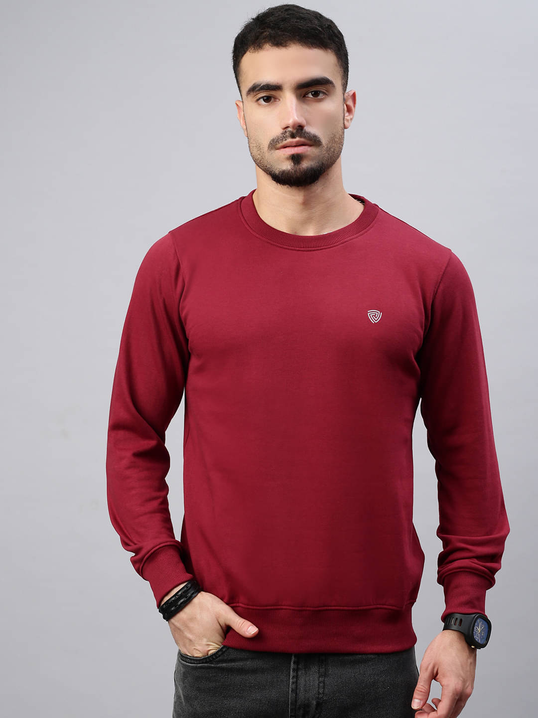     			Lux Cozi Cotton Round Neck Men's Sweatshirt - Maroon ( Pack of 1 )