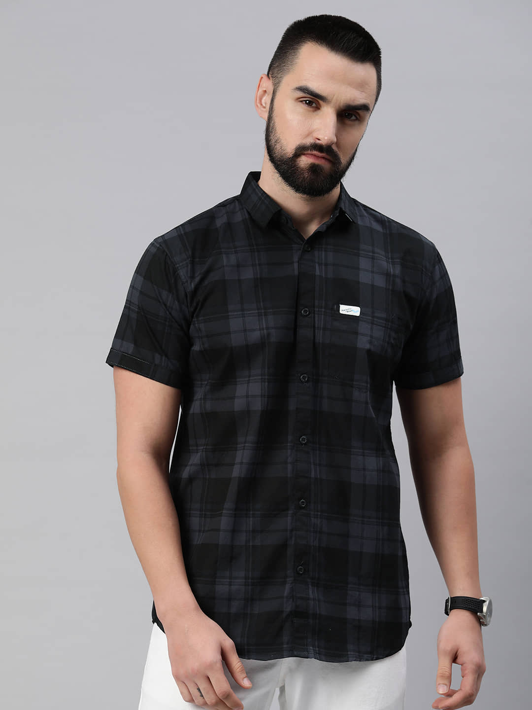 MAJESTIC MAN 100% Cotton Slim Fit Checks Half Sleeves Men's Casual Shirt - Coffee ( Pack of 1 )