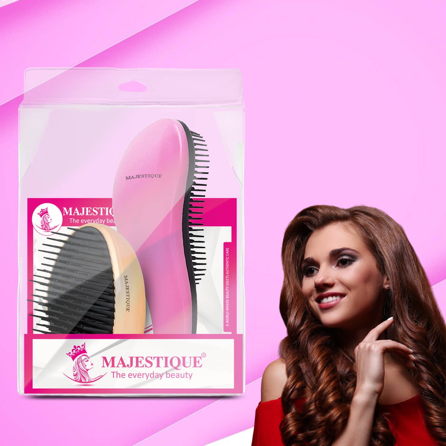 MAJESTIQUE Hair Brush Set For All Hair Types ( Pack of 2 )