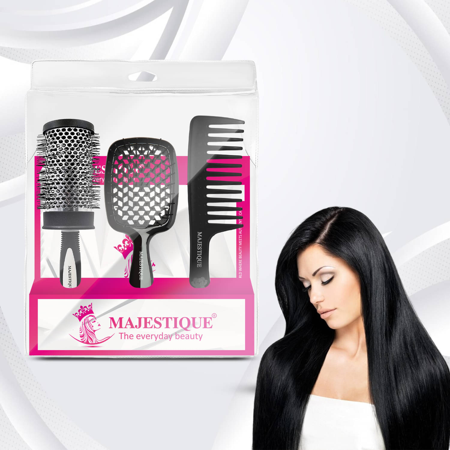MAJESTIQUE Round Brush For All Hair Types ( Pack of 3 ) MAJESTIQUE Round Brush For All Hair Types ( Pack of 3 )