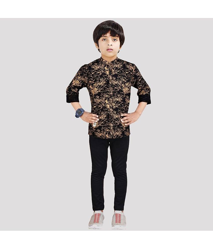 Made In The Shade Pack of 1 Boys 100% Cotton Full Sleeves Shirt ( Black )
