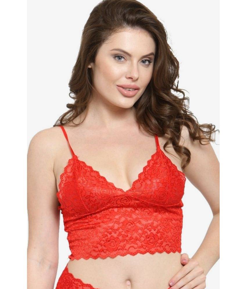     			N-Gal Nylon Non Padded Women's Bralette Bra ( Red )