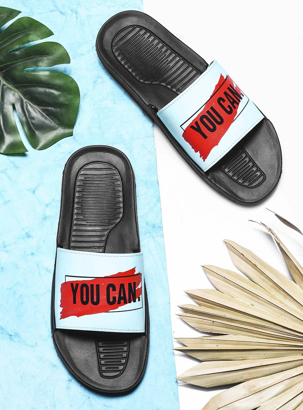     			Q tick Light Blue Men's Slide Flip Flop