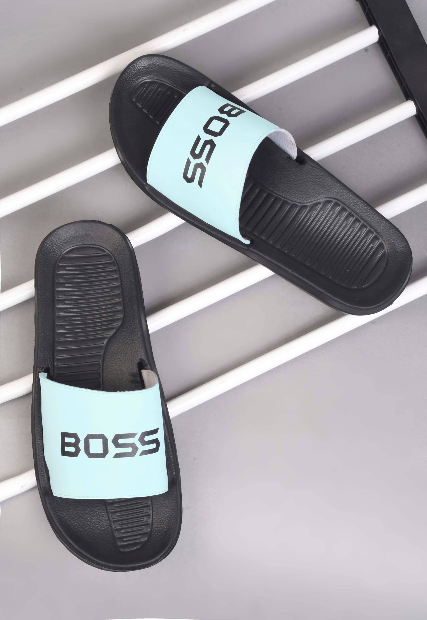     			Q tick Light Blue Men's Slide Flip Flop