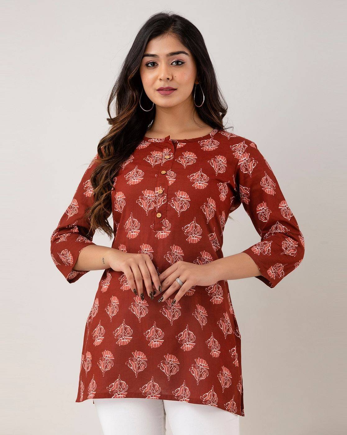     			Rangun Women's Cotton Tunic ( Rust )