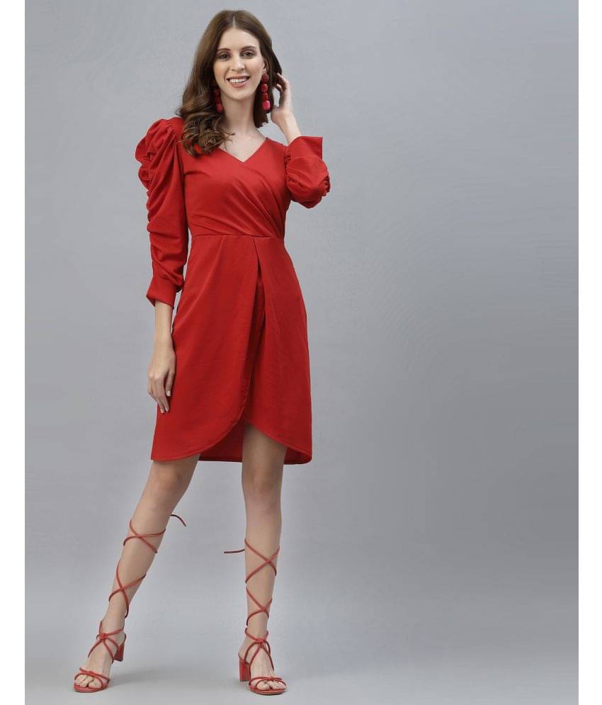 Selvia - Red Lycra Women's Wrap Dress ( Pack of 1 ) Selvia - Red Lycra Women's Wrap Dress ( Pack of 1 )