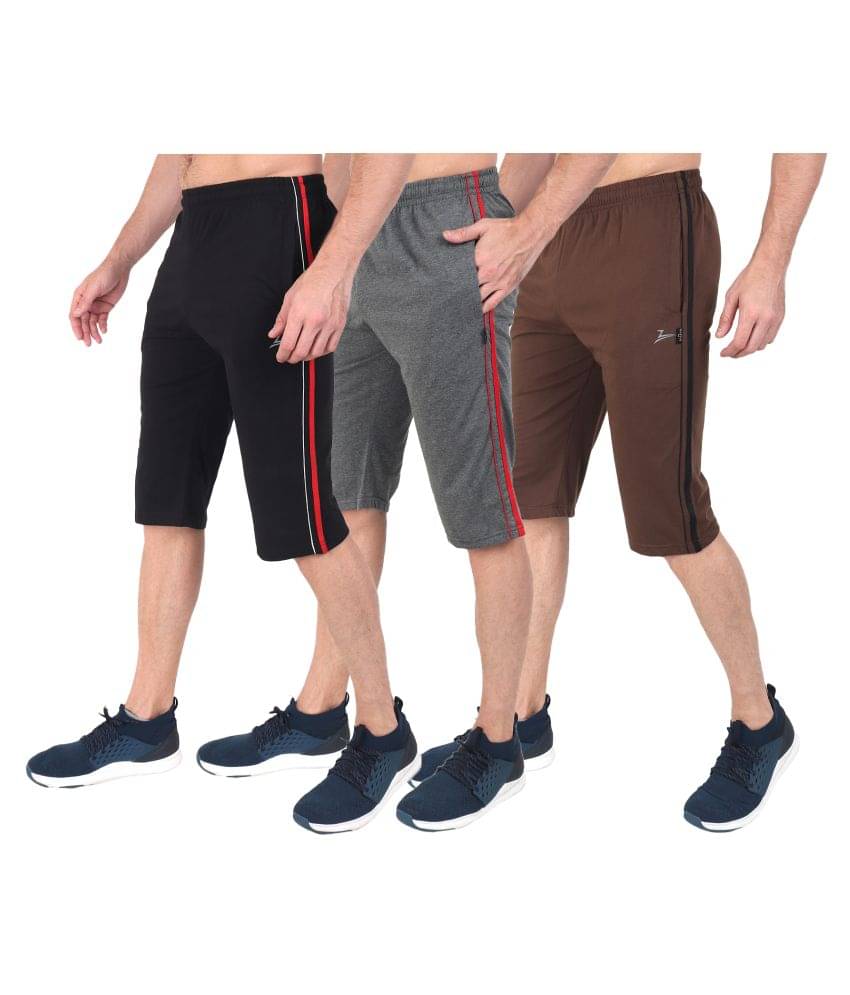Zeffit - Multi Cotton Blend Men's Three-Fourths ( Pack of 3 ) Zeffit - Multi Cotton Blend Men's Three-Fourths ( Pack of 3 )