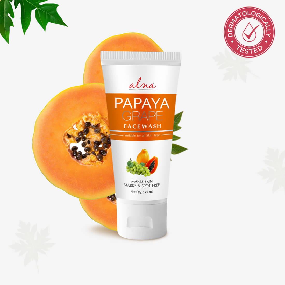     			Alna Papaya Grape Face Wash 75ml For All Skin Type , Pack of 1