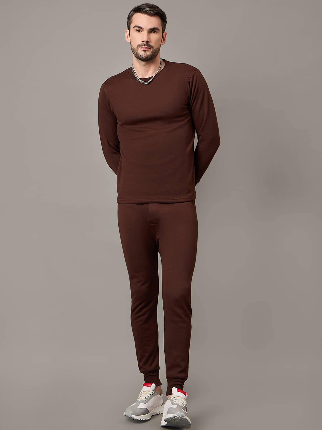 BRONATION Pack of 1 Cotton Thermal Sets For Men's ( Brown ) BRONATION Pack of 1 Cotton Thermal Sets For Men's ( Brown )