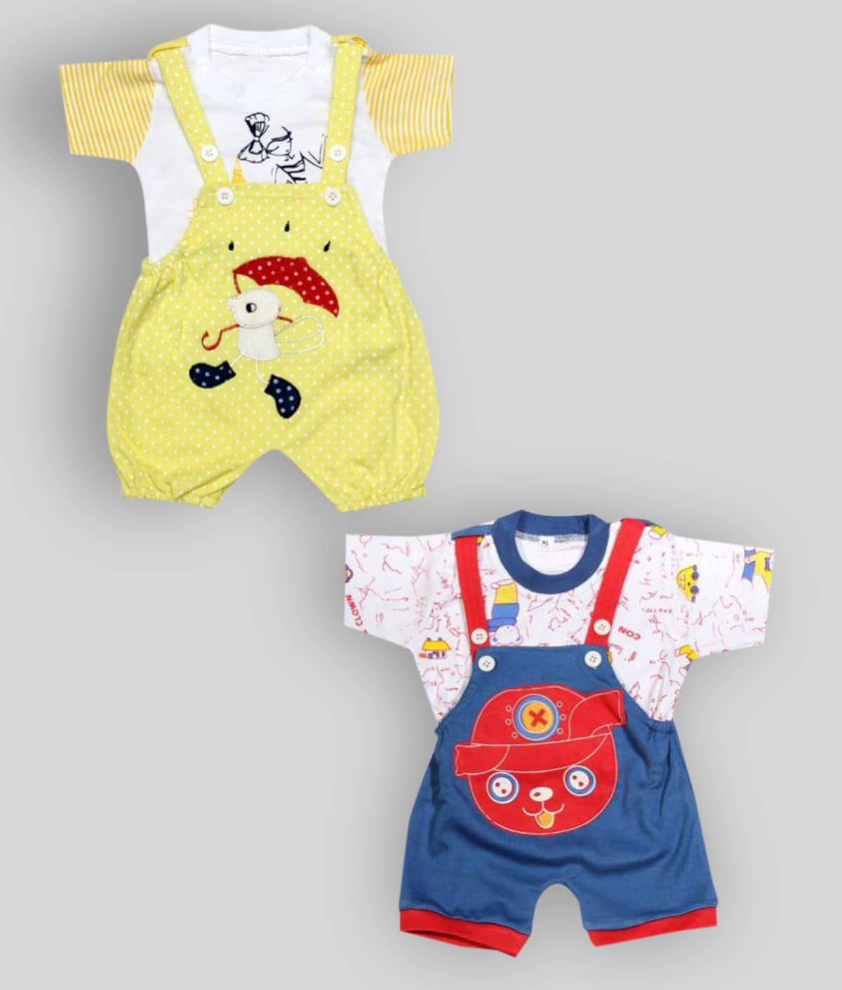 Babeezworld Pack of 2 Baby Girls 100% Cotton Bodysuit ( Multi Color )