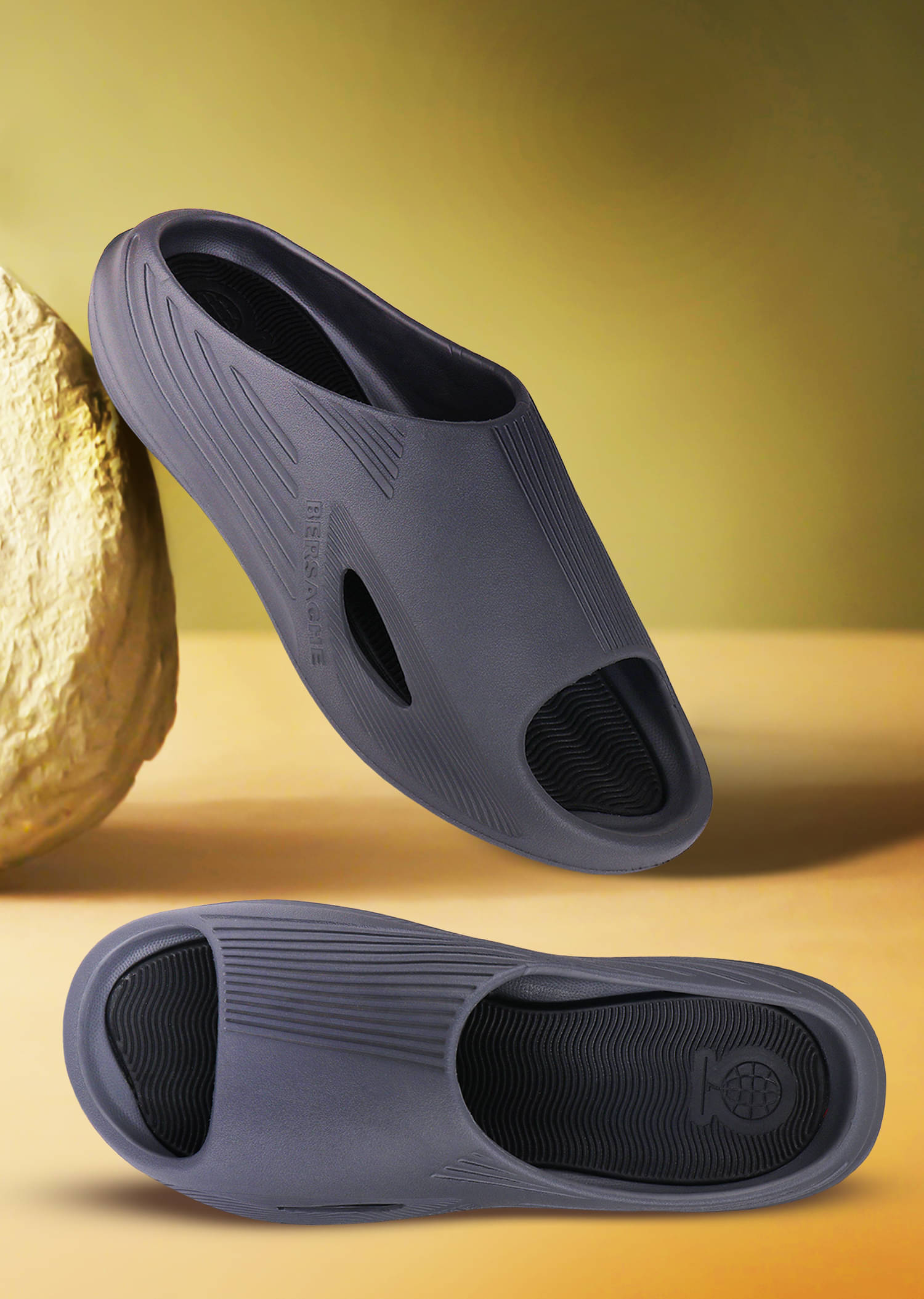     			Bersache Charcoal Men's Slide Flip Flop