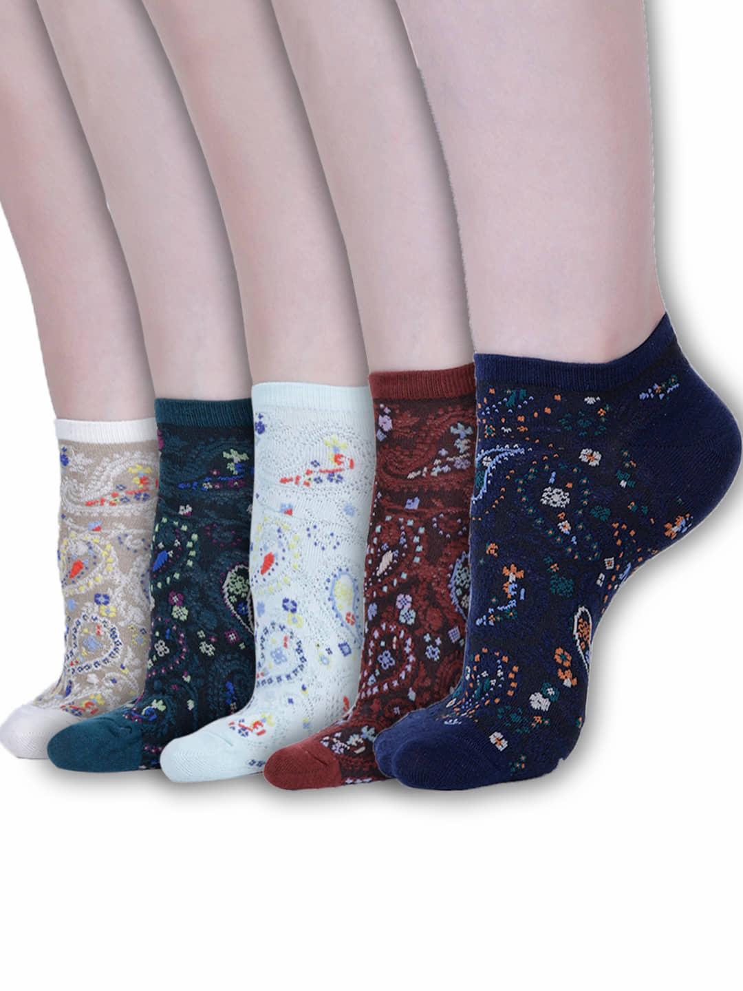 Dollar Pack of 5 Women's Cotton Blend Ankle Length Socks ( Multicolor ) - Socks | Buy online on ZillyBuy