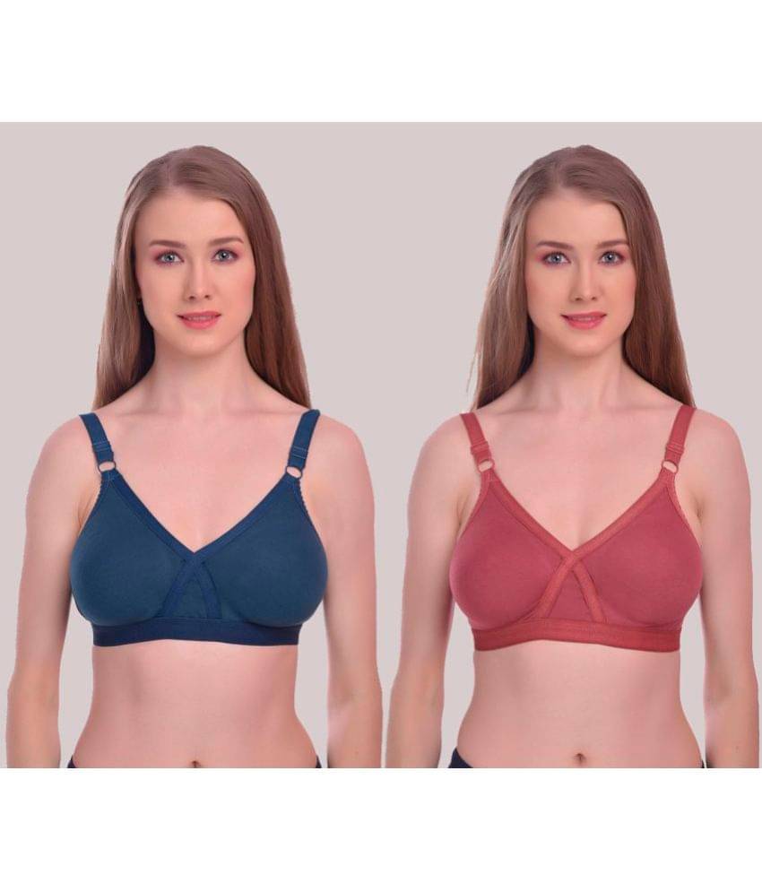 Elina Pack of 2 Cotton Non Padded Women's T-Shirt Bra ( Red ) Elina Pack of 2 Cotton Non Padded Women's T-Shirt Bra ( Red )