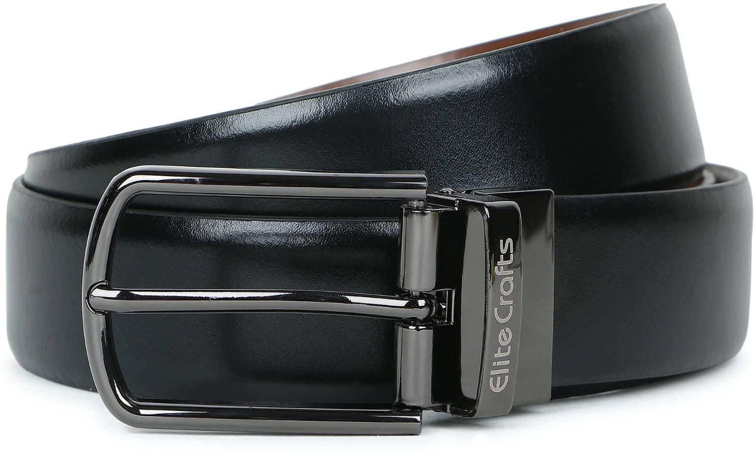 Elite Crafts - Black 100% Leather Men's Reversible Belt ( Pack of 1 )
