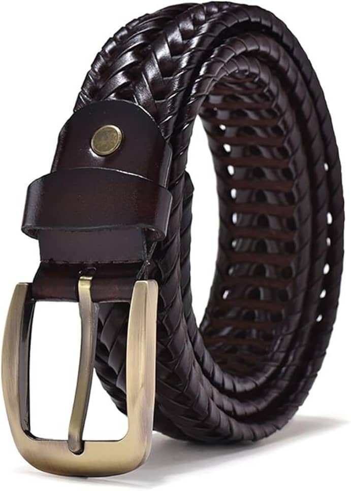 Elite Crafts - Tan 100% Leather Men's Braided Belt ( Pack of 1 )