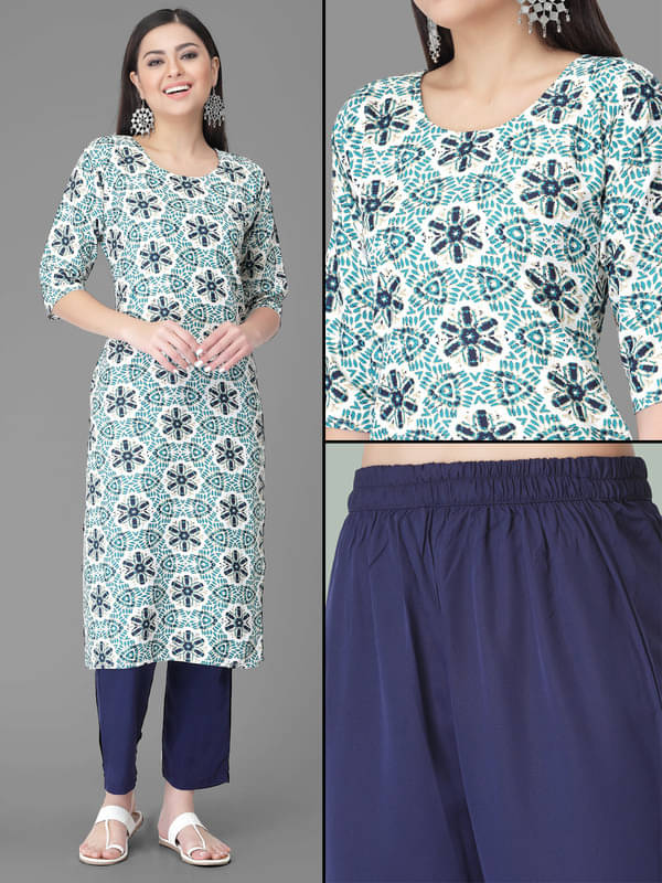 Ethnic Basket Pack of 1 Crepe Printed A-line Women's Kurti - ( Green )     			Ethnic Basket Pack of 1 Crepe Printed A-line Women's Kurti - ( Green )