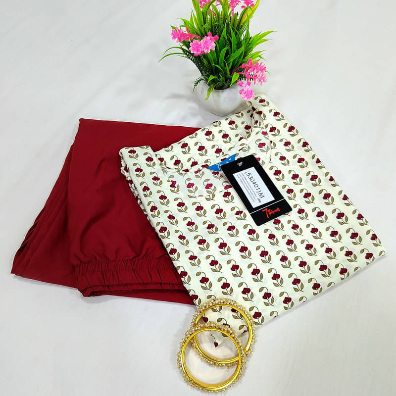     			Ethnic Basket Pack of 1 Crepe Printed A-line Women's Kurti - ( White )