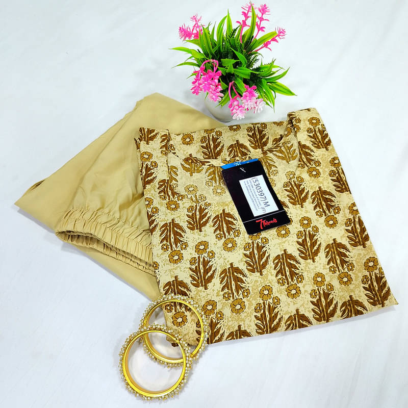 Ethnic Basket Pack of 1 Crepe Printed A-line Women's Kurti - ( Gold ) Ethnic Basket Pack of 1 Crepe Printed A-line Women's Kurti - ( Gold )