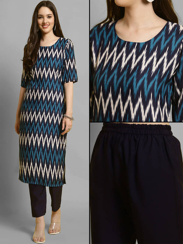     			Ethnic Basket Pack of 1 Crepe Printed A-line Women's Kurti - ( Green )