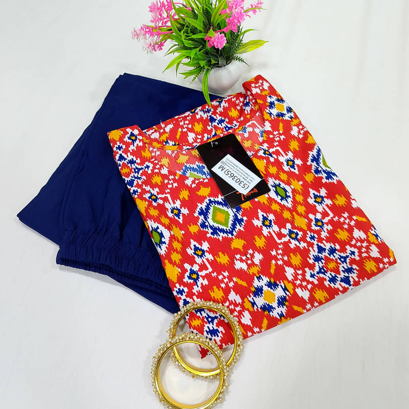 Ethnic Basket Pack of 1 Crepe Printed A-line Women's Kurti - ( Orange ) Ethnic Basket Pack of 1 Crepe Printed A-line Women's Kurti - ( Orange )