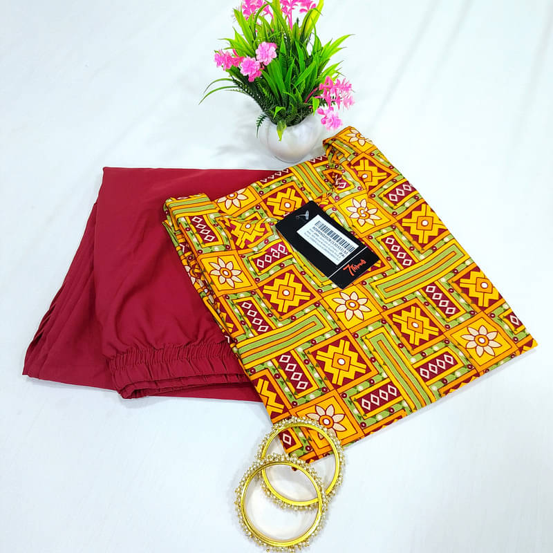 Ethnic Basket Pack of 1 Crepe Printed A-line Women's Kurti - ( Orange ) Ethnic Basket Pack of 1 Crepe Printed A-line Women's Kurti - ( Orange )