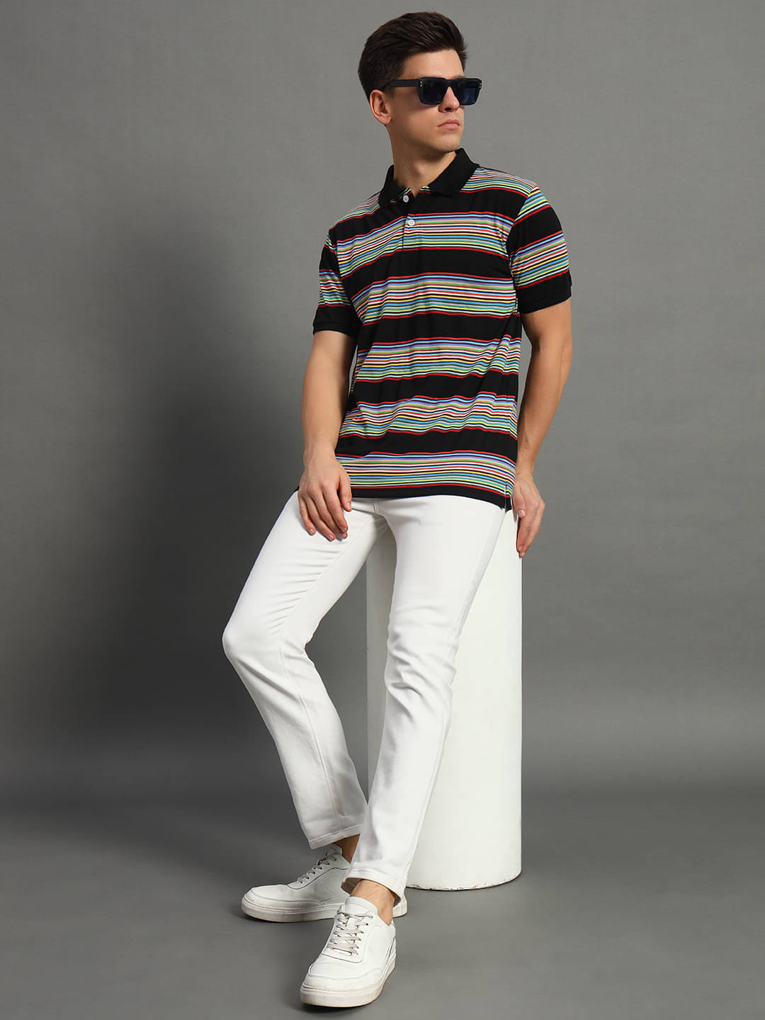GET GOLF Pack of 1 Cotton Blend Regular Fit Striped Half Sleeves Men's Polo T Shirt ( Multicolor ) GET GOLF Pack of 1 Cotton Blend Regular Fit Striped Half Sleeves Men's Polo T Shirt ( Multicolor )
