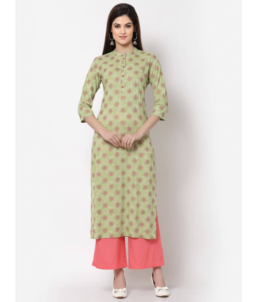 HISHAM - Green Rayon Women's Straight Kurti ( Pack of 1 ) - Kurtis, Tunics | Buy online on ZillyBuy