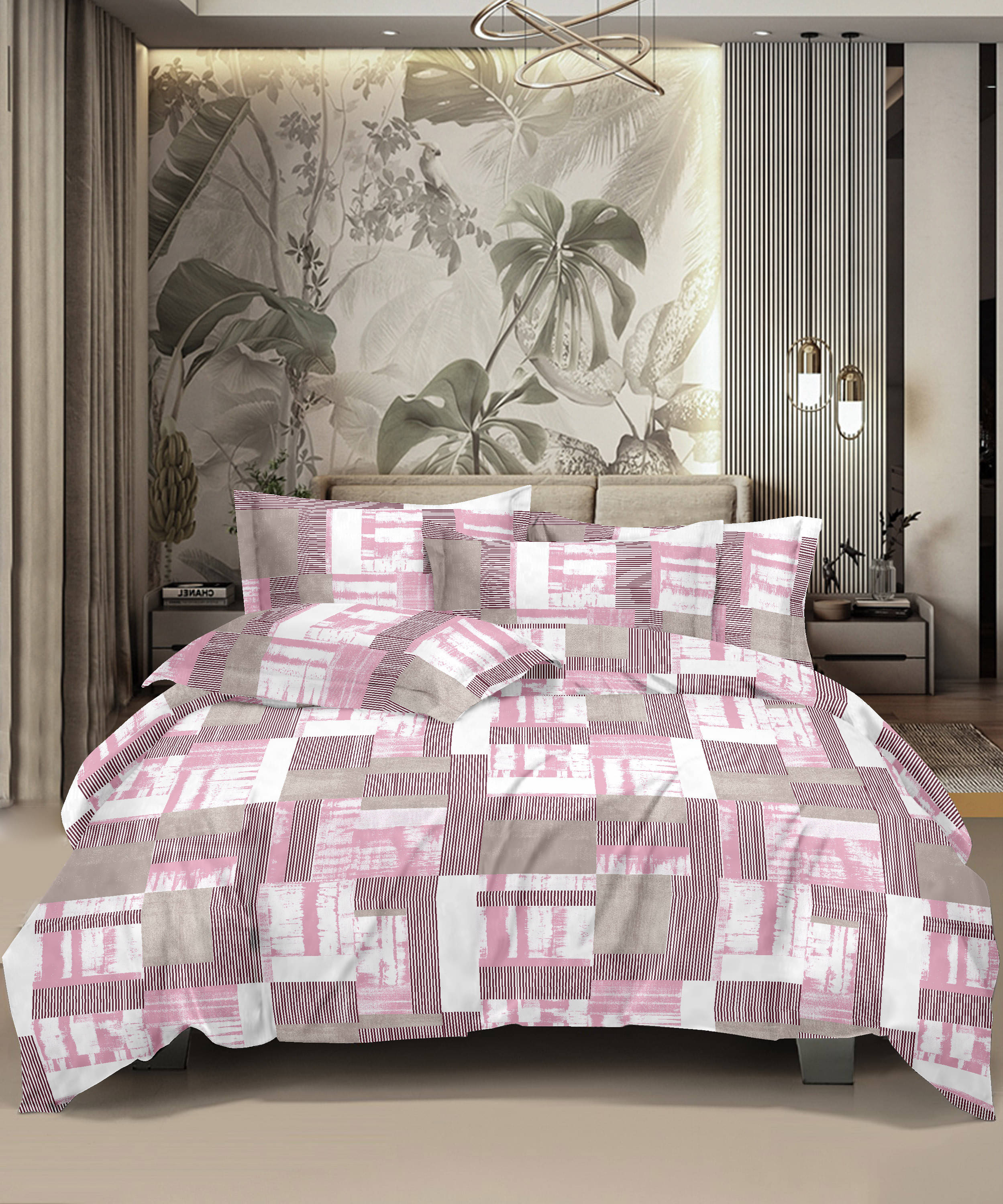 HONOR YOUR HOME Cotton 1 Double King Bedsheet with 2 Pillow Covers ( Pink )     			HONOR YOUR HOME Cotton 1 Double King Bedsheet with 2 Pillow Covers ( Pink )