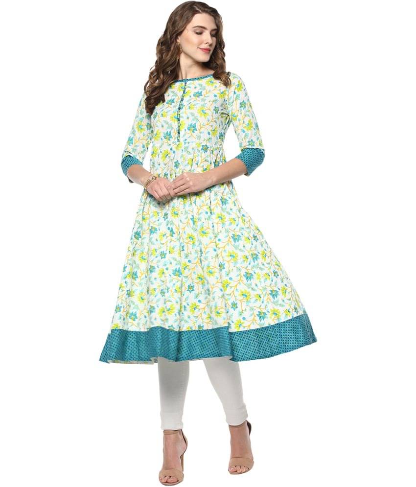 Janasya - Multicolor Cotton Women's Flared Kurti ( Pack of 1 ) Janasya - Multicolor Cotton Women's Flared Kurti ( Pack of 1 )