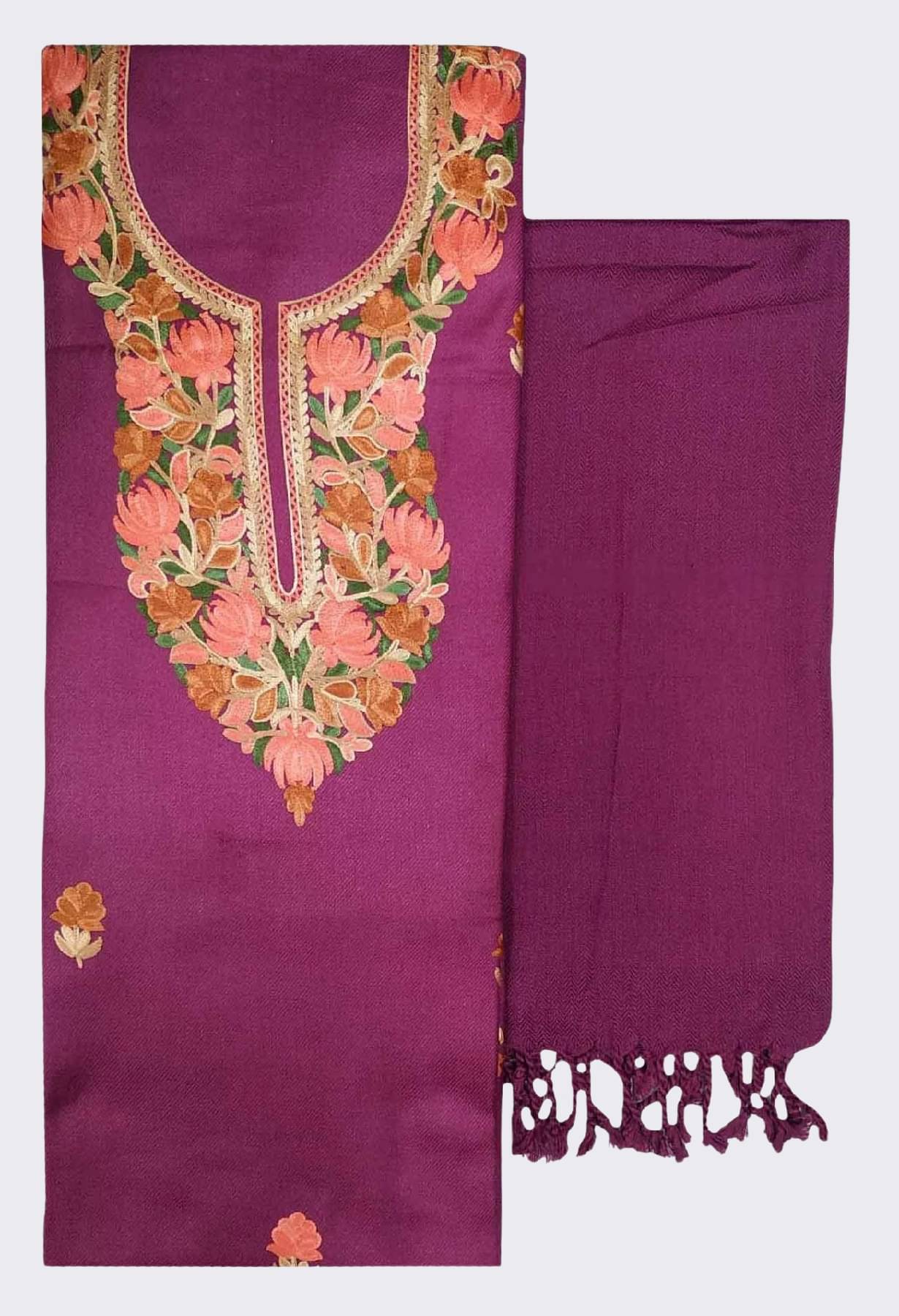 KASHMIRI Unstitched Woollen Self Design Dress Material - Purple ( Pack of 1 ) KASHMIRI Unstitched Woollen Self Design Dress Material - Purple ( Pack of 1 )