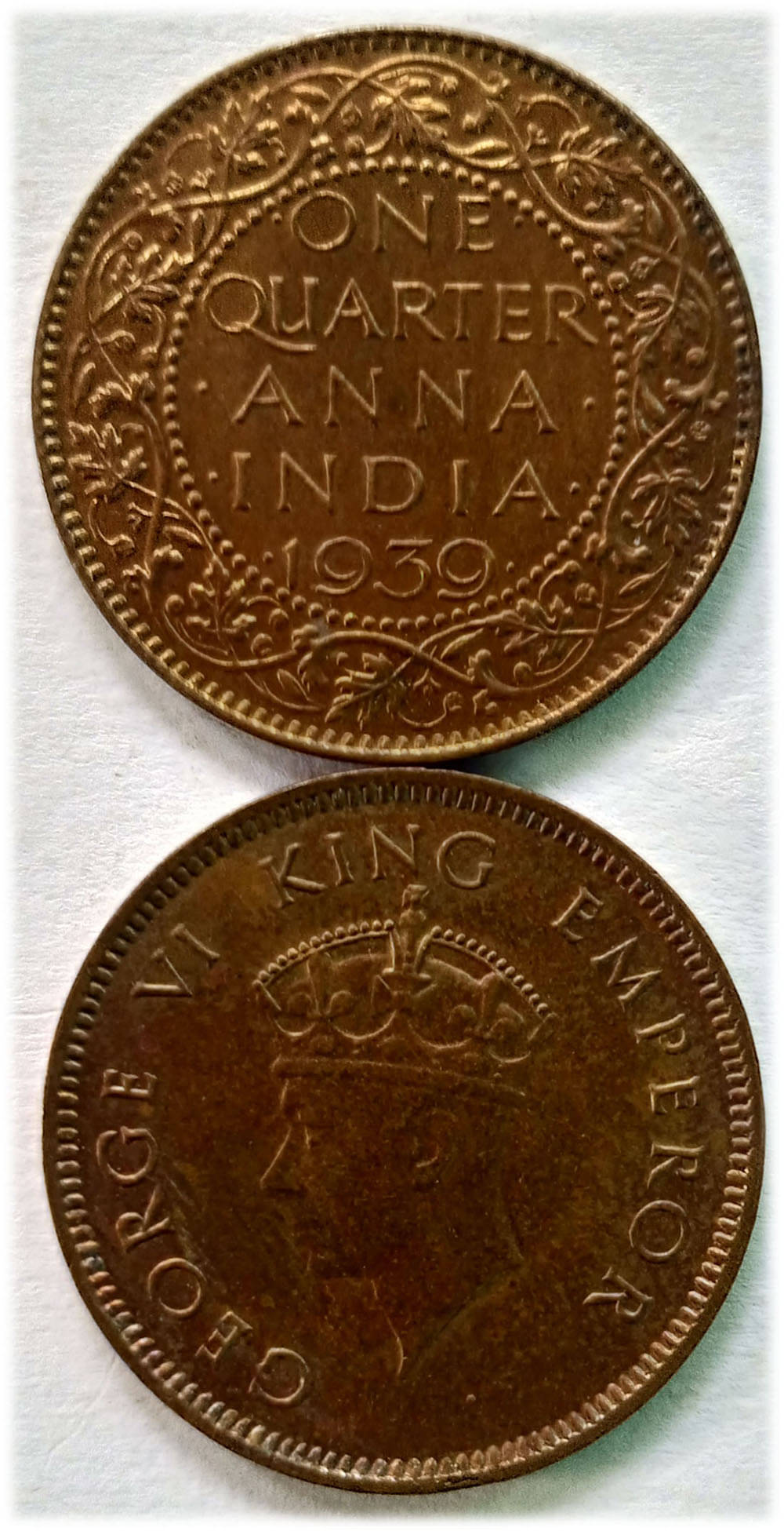     			KGVI QUATER ANNA UNC 1939