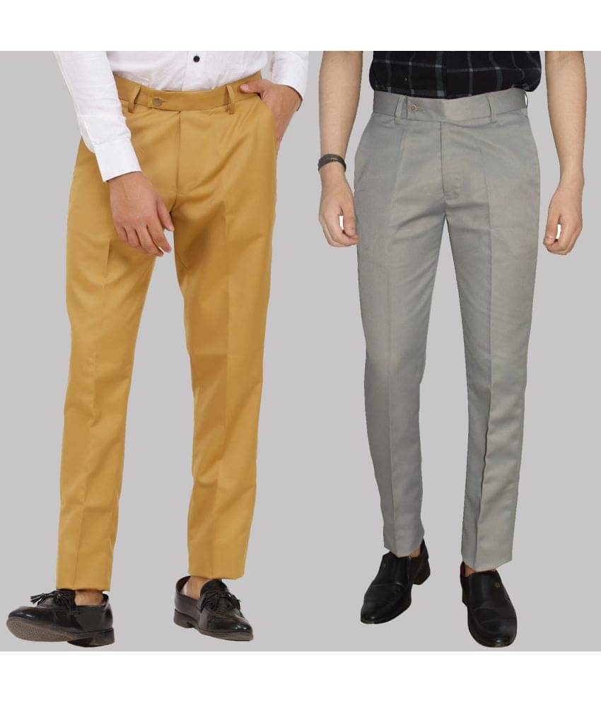     			Kundan - Multicolor Cotton Blend Regular - Fit Men's Formal Pants ( Pack of 2 )