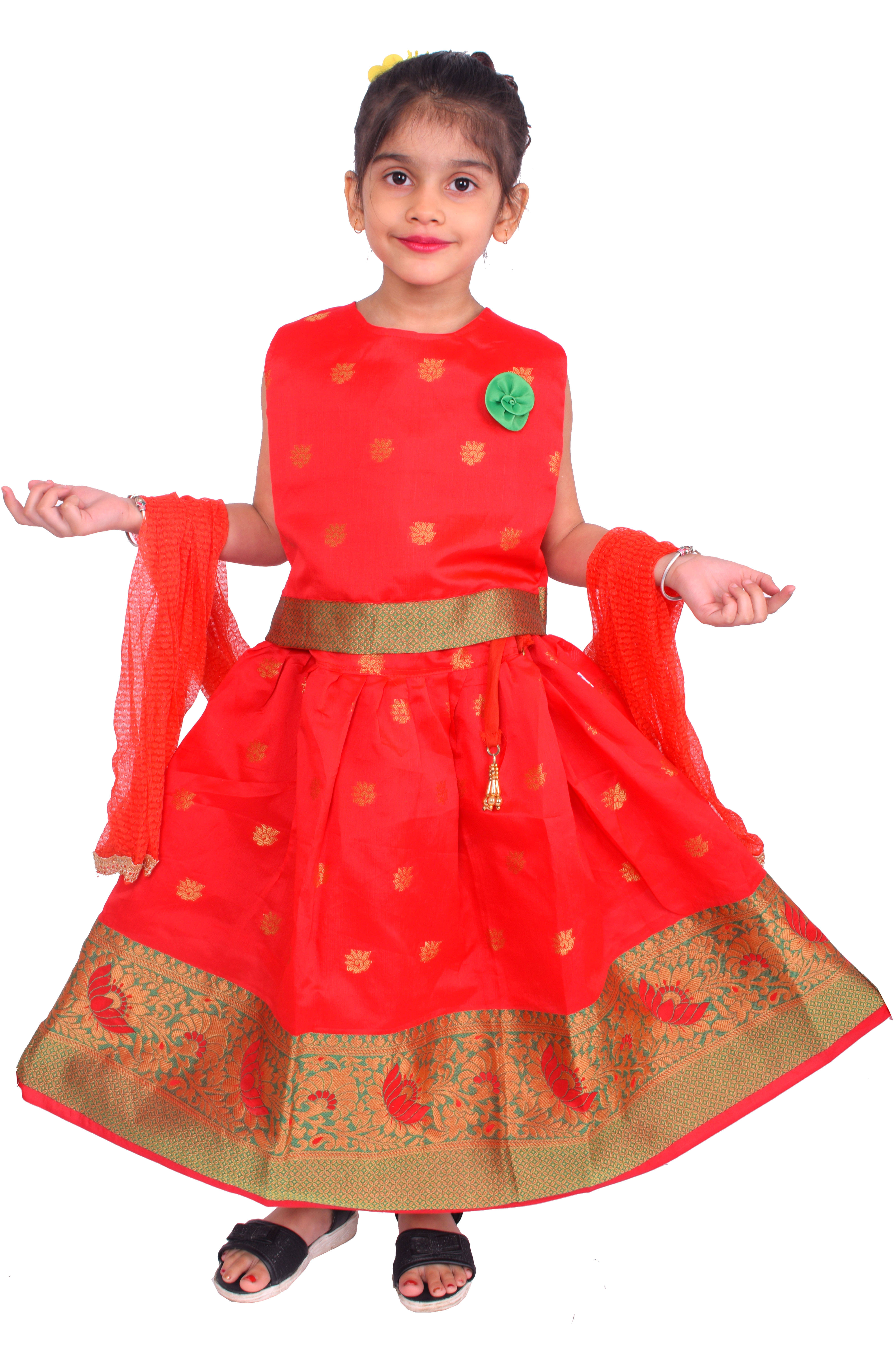     			MAXZEN Crepe Lehenga Choli Set For Girls ( Pack of 1 , Red )