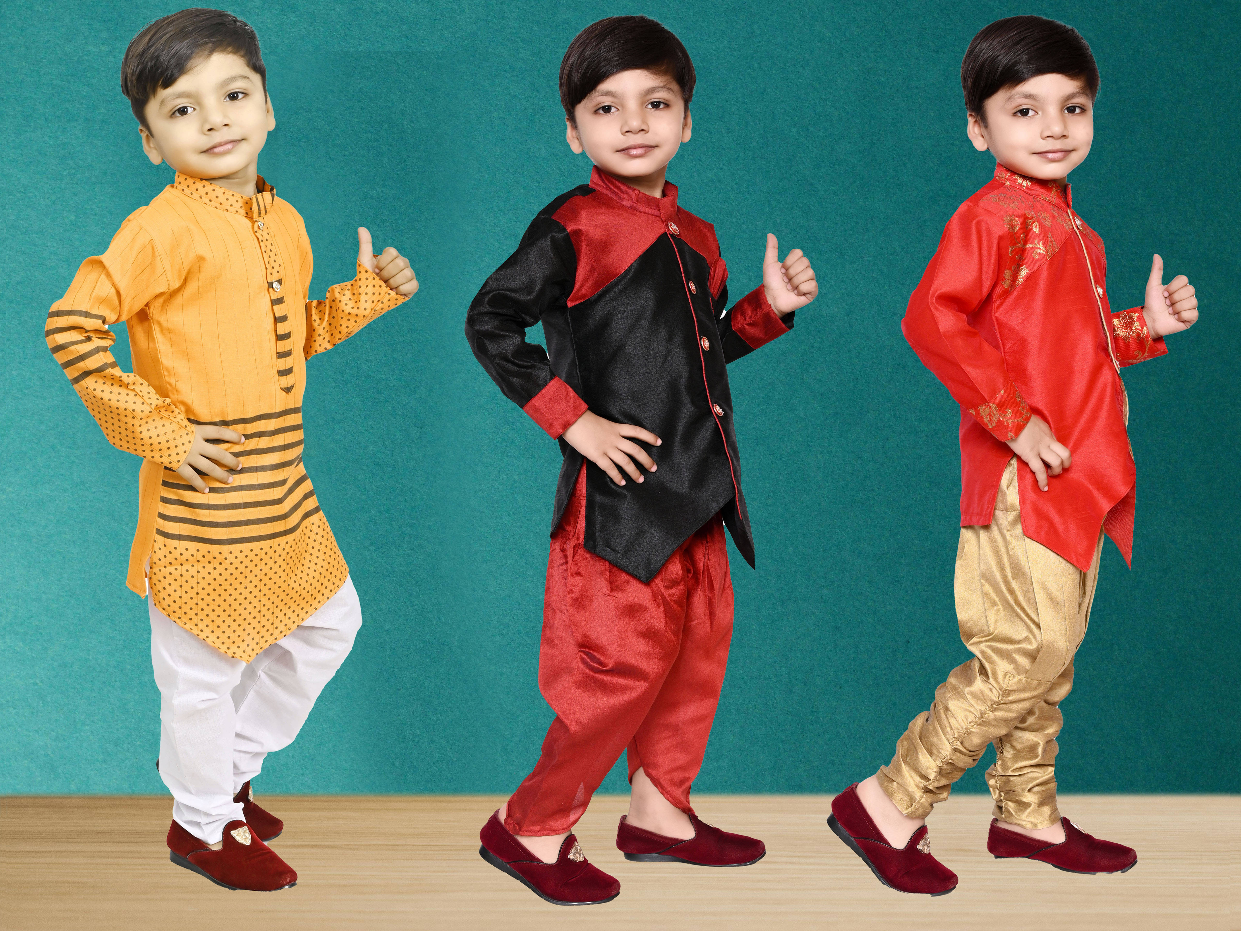     			MAXZEN Boys Crepe Multicolor Kurta Pant Set ( Pack of 1 )
