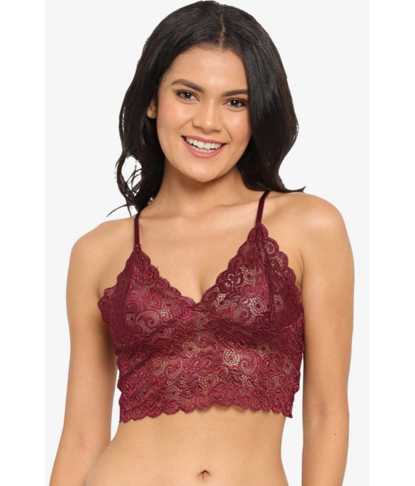     			N-Gal Nylon Non Padded Women's Bralette Bra ( Maroon )