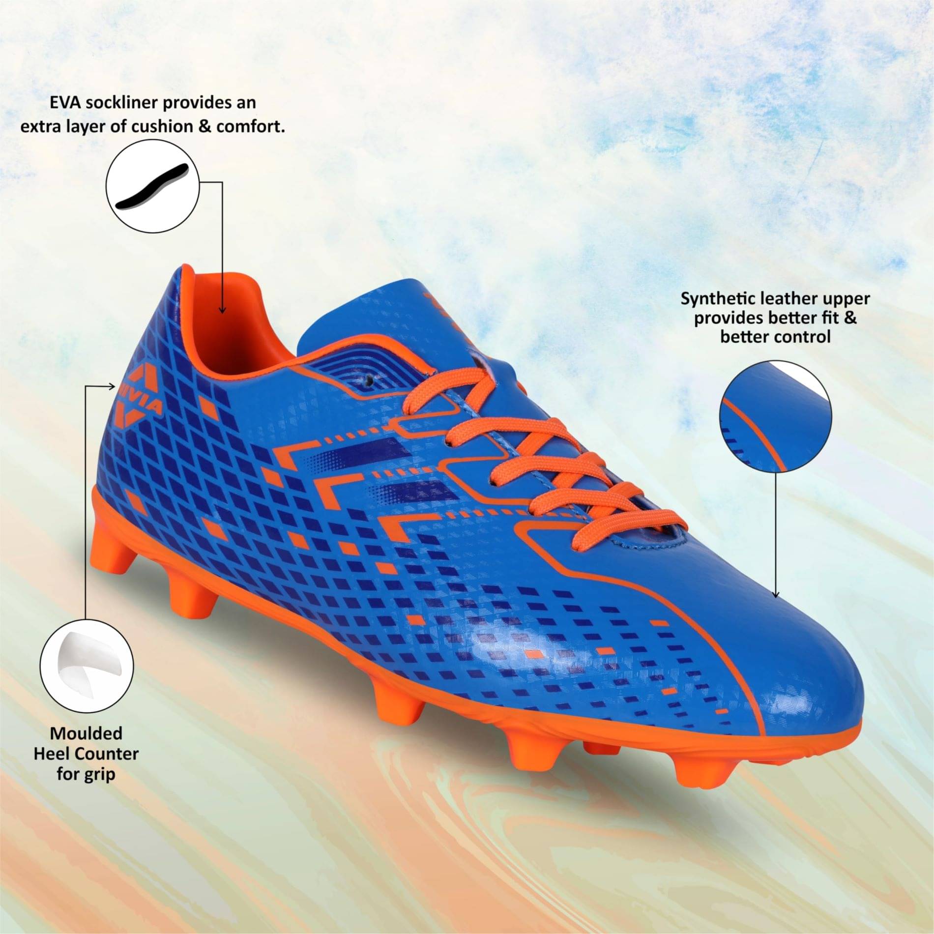 Nivia REACT Blue Football Shoes Nivia REACT Blue Football Shoes
