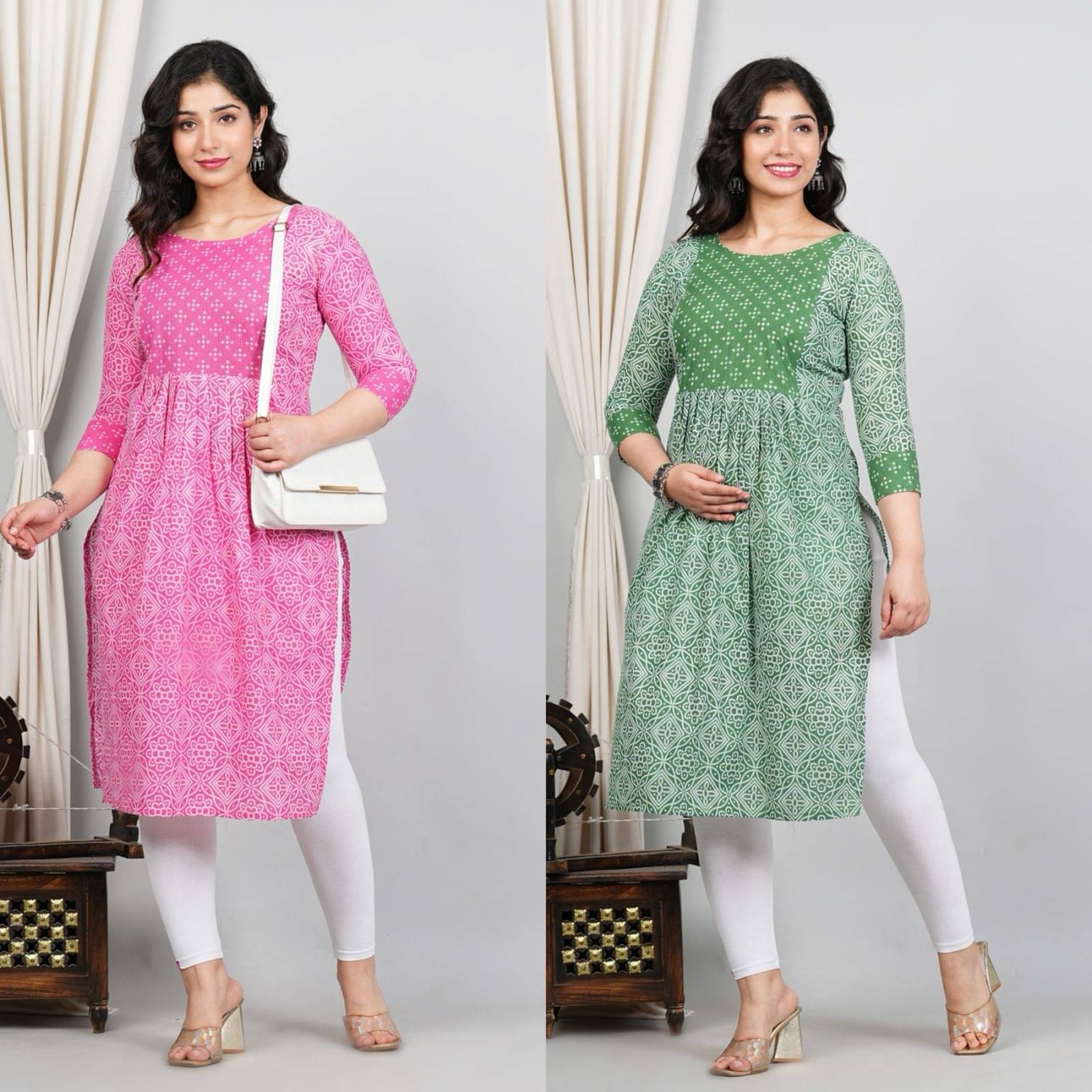 Parastri Green Cotton Maternity Tops Pack of 2 Parastri Green Cotton Maternity Tops Pack of 2