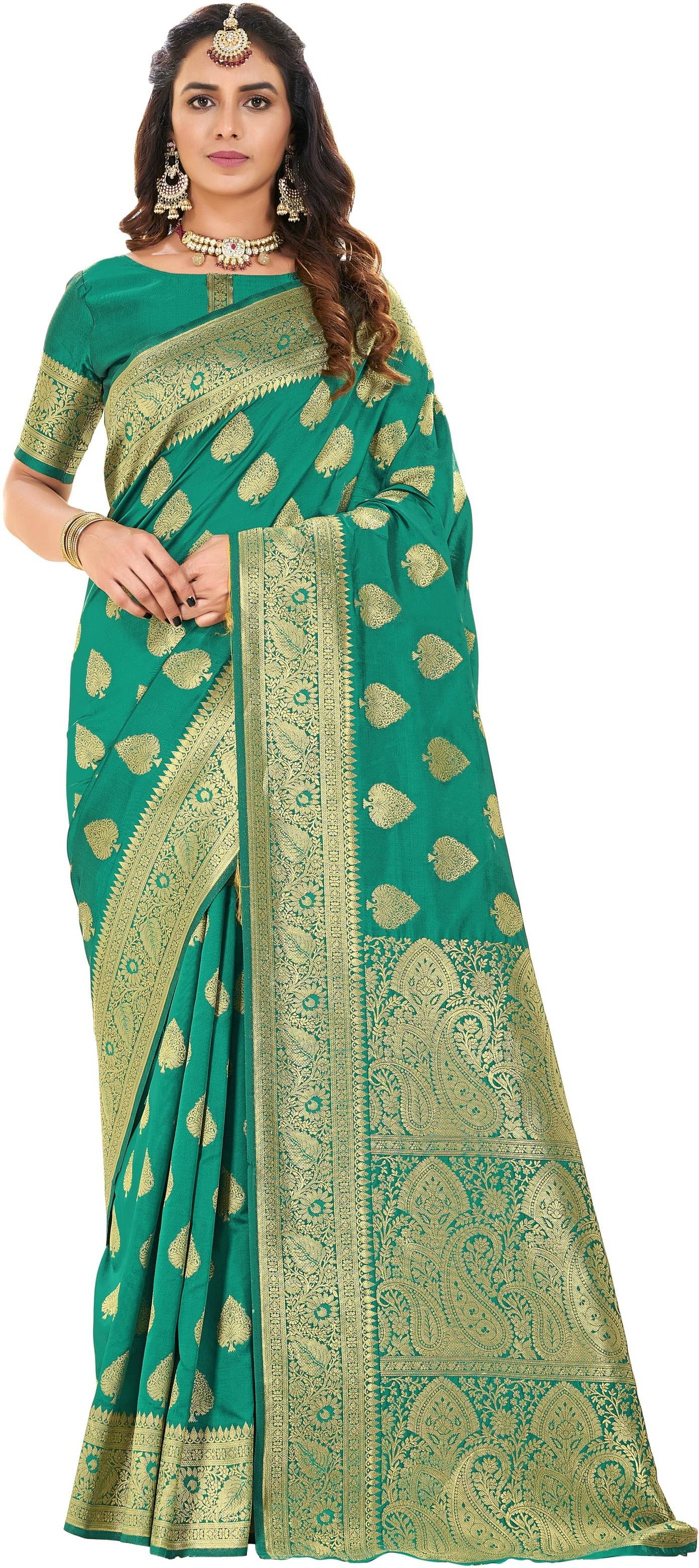 Sariya Jacquard Woven Saree With Unstitched Blouse Piece ( LightGreen ) Sariya Jacquard Woven Saree With Unstitched Blouse Piece ( LightGreen )
