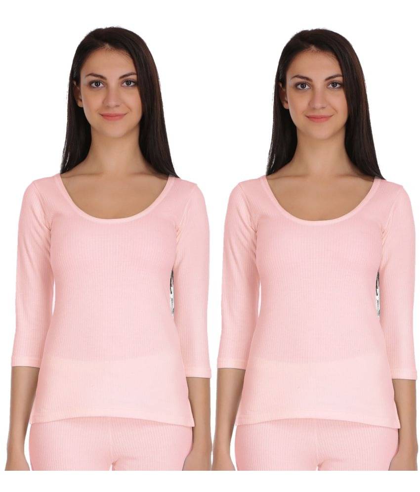 Selfcare Cotton Blend Topwear - Pink Pack of 2 Selfcare Cotton Blend Topwear - Pink Pack of 2