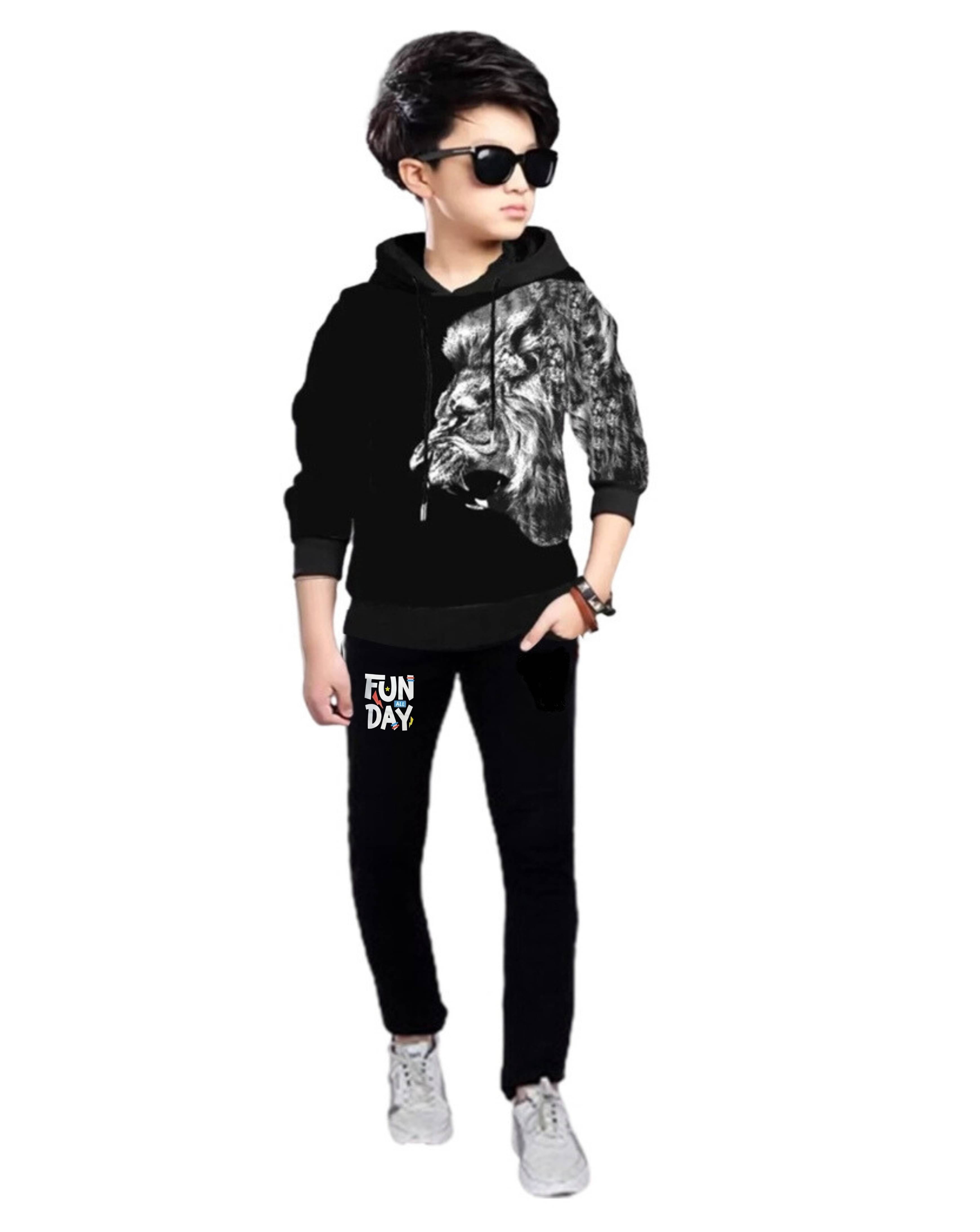     			TICOSS Pack of 1 Boys Cotton Blend T-Shirt & Trackpants Set ( White )