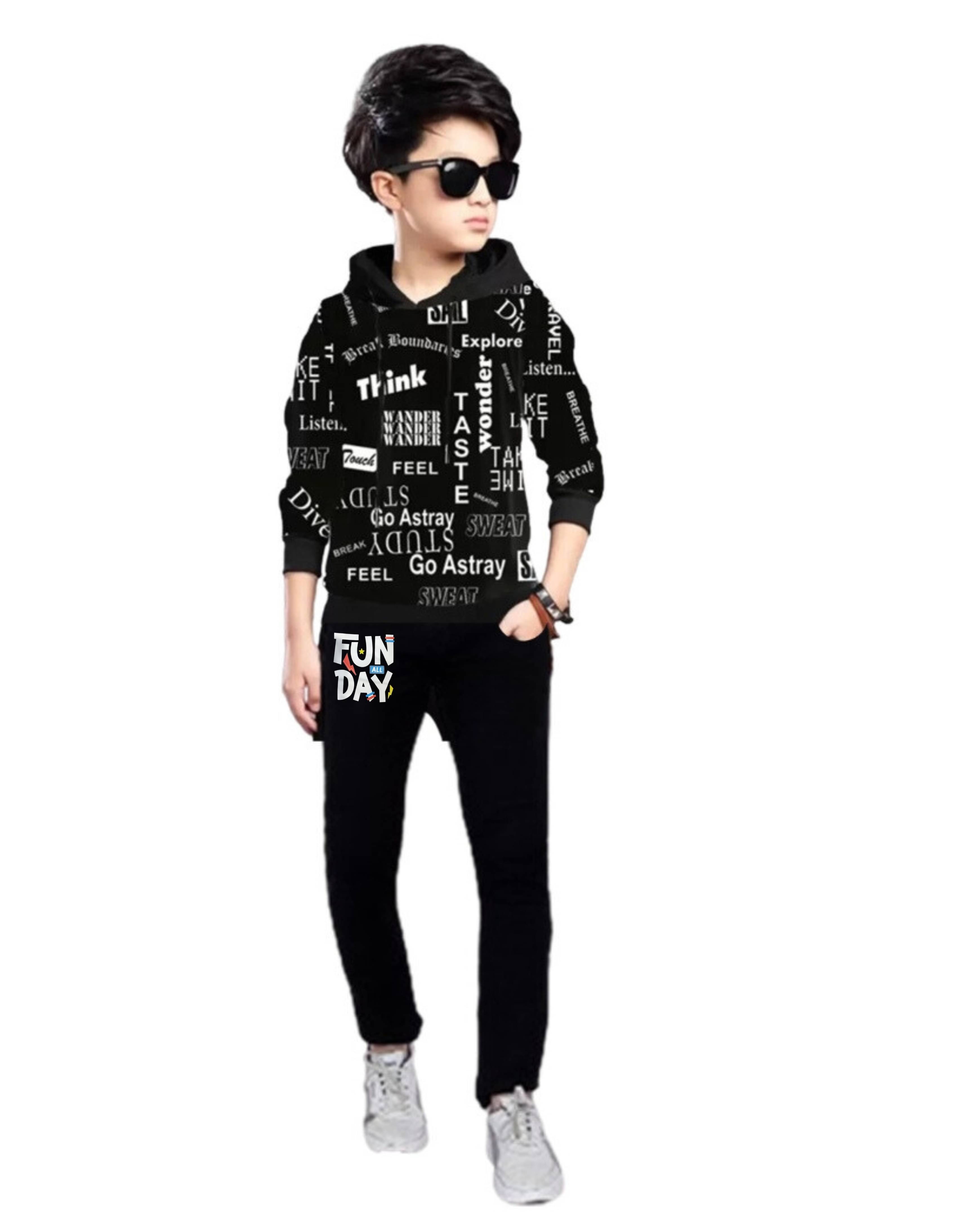 TICOSS Pack of 1 Boys Cotton Blend T-Shirt & Trackpants Set ( Black ) TICOSS Pack of 1 Boys Cotton Blend T-Shirt & Trackpants Set ( Black )