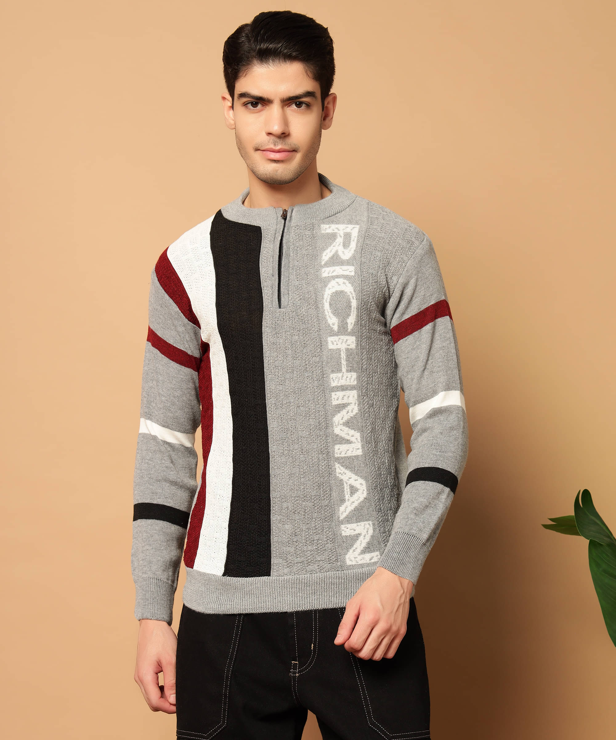     			TWOCRAZIIE Woollen Round Neck Men's Full Sleeves Pullover Sweater - Grey ( Pack of 1 )