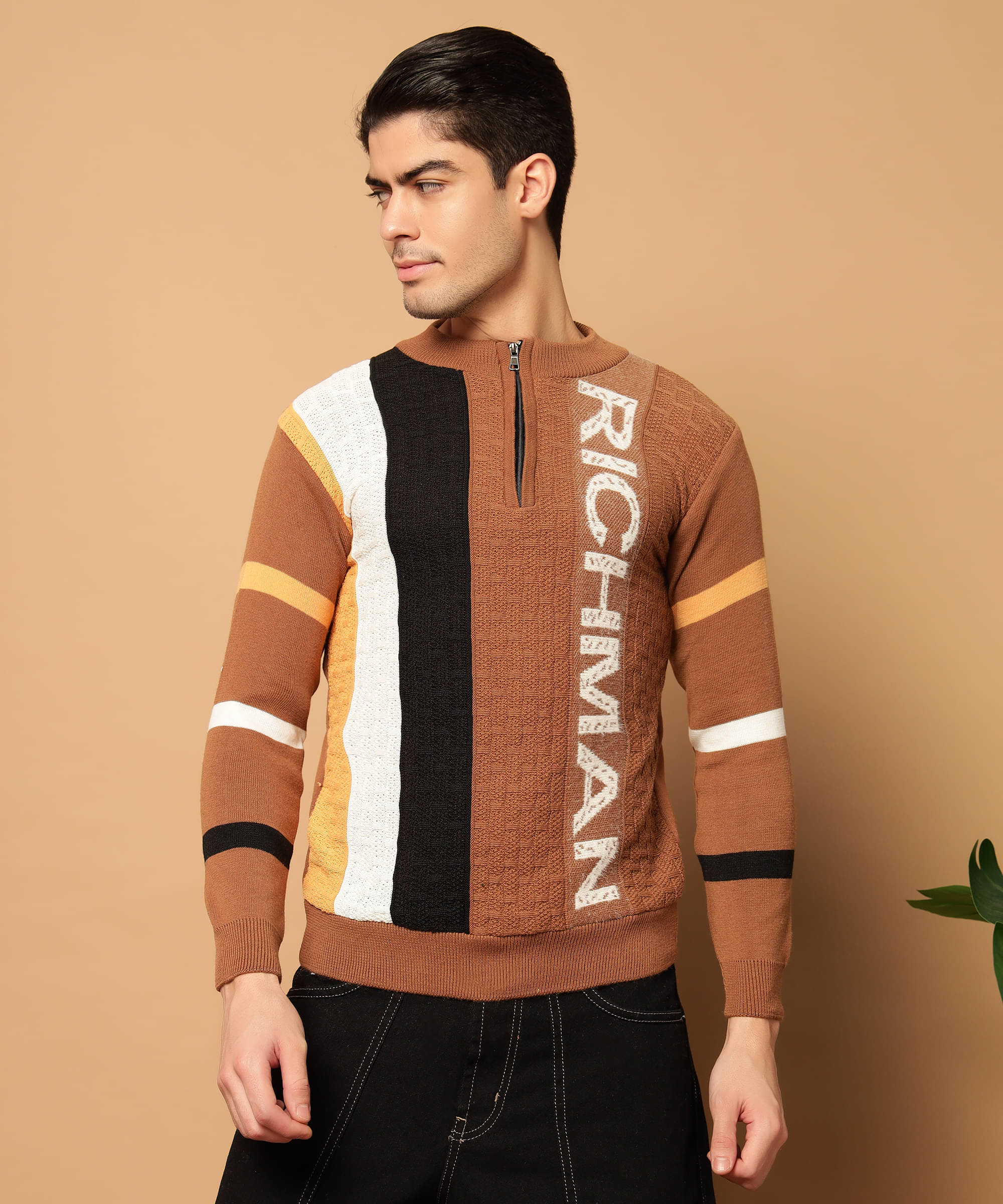     			TWOCRAZIIE Woollen Round Neck Men's Full Sleeves Pullover Sweater - Rust ( Pack of 1 )